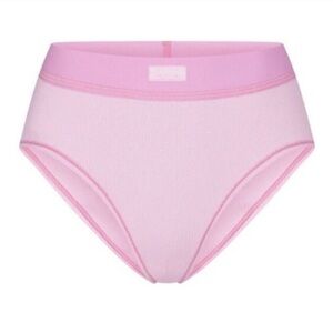 NWT Skims Cotton Rib Mid-Rise Brief Bubble Gum Pink Size XS